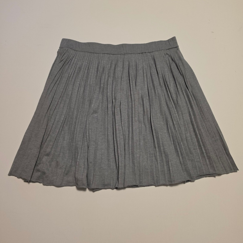 Club Monaco Pleated Rib Knit Mini Skirt Heather Grey Medium